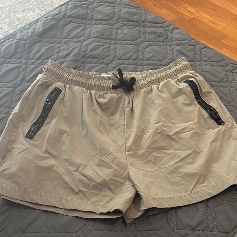 Women's Tan Seim Shorts with Black Accents